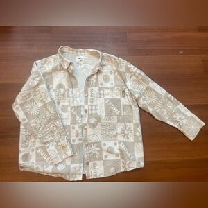 H&M Beige Graphic Button Down Shirt